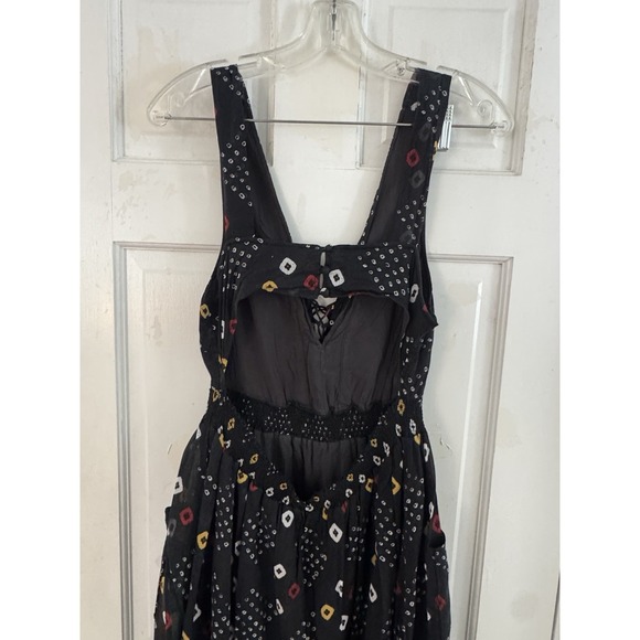 Free People Sz S Pocket Full of Wildflowers Dress Black Boho Midi Pockets - Picture 4 of 12